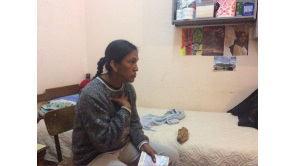 Milagro Sala en su exposición con la CID