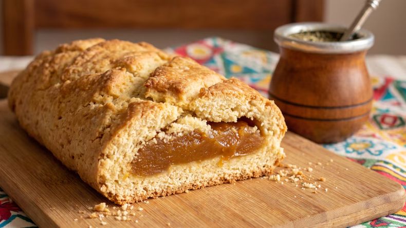 El paso a paso para un pan casero relleno de dulce de batata sin levadura.