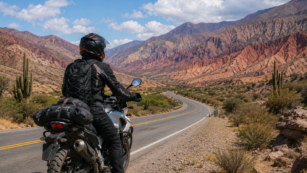 Imagen generada con IA - Viajar en moto por el NOA
