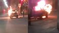 Un auto se quemó en pleno centro de San Salvador