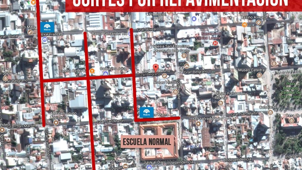 Empezó la repavimentación en el centro: mirá el mapa de los cortes