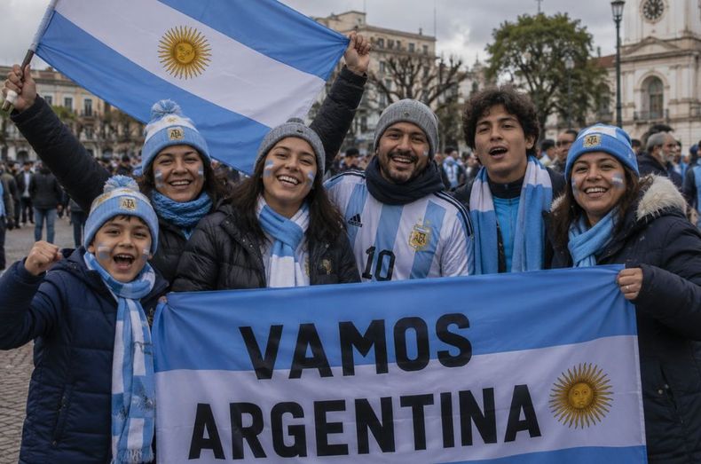 Jujeños alentando a la Selección Argentina - Imagen creada con IA&nbsp;