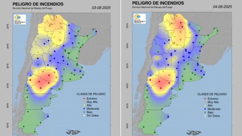 ncendios forestales: índice de riesgo extremo hasta el lunes