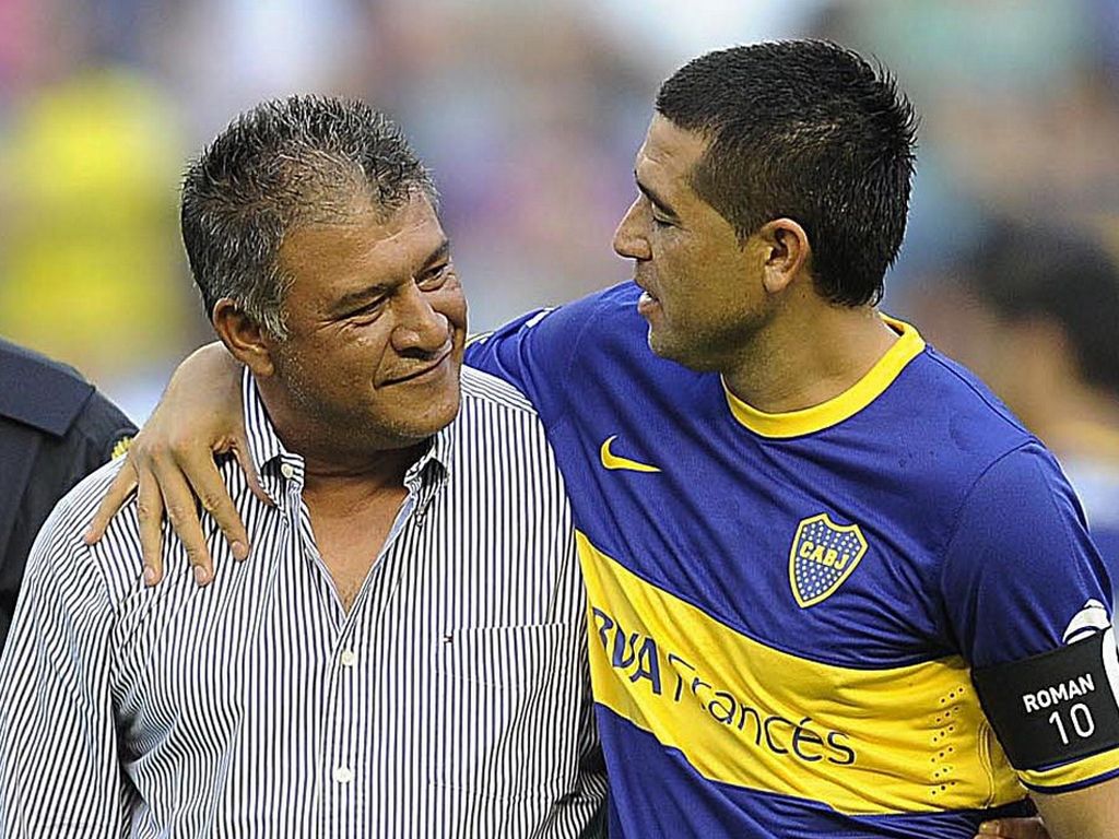 Juan Román Riquelme y Claudio Borghi