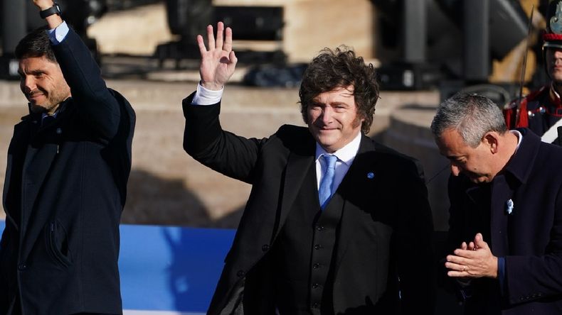 Javier Milei en el acto por el Día de la Bandera