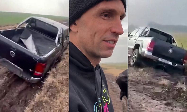 El emotivo gesto de Dibu Martínez con las personas que lo auxiliaron tras quedar varado.&nbsp;