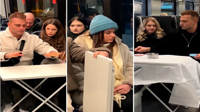 Lleva elementos para crear un ambiente mágico y conmover a todos los pasajeros.