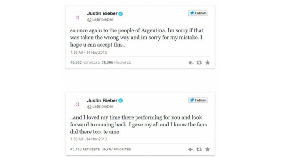 Tweets de Justin Bieber