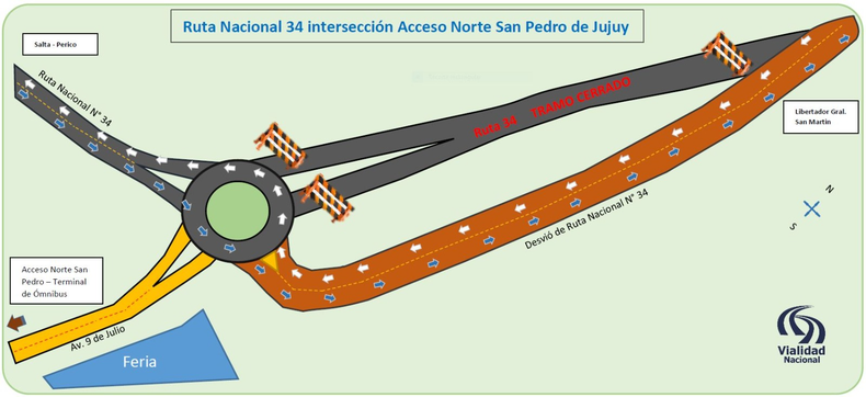 Estado de las Rutas - Jujuy RN34 ALT - Acceso Norte a San Pedro Desvío de transito temporario - con extrema precaución Estado de las Rutas - Jujuy RN34 ALT - Acceso Norte a San Pedro Desvío de transito temporario - con extrema precaución