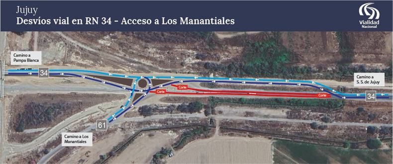 Estado de las rutas EN TRAMO RN 34 KM 1158 EN  INTERSECCIÓN CON RP 61- ALT. LOC. MANANTIALES