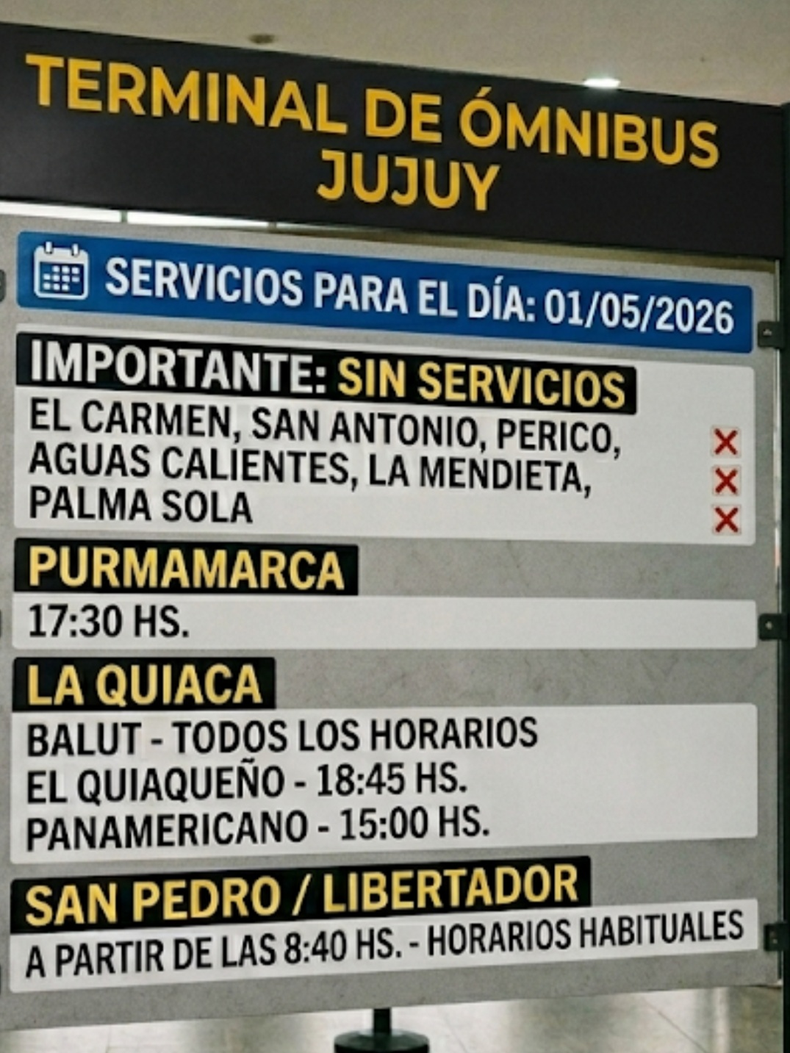 Jujuy: Transporte en el día del trabajador