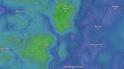 Avance de las lluvias y viento en Jujuy - Captura Windy