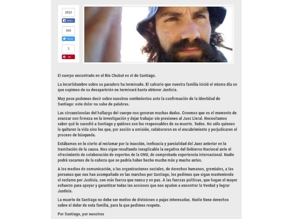 Comunicado Santiago Maldonado