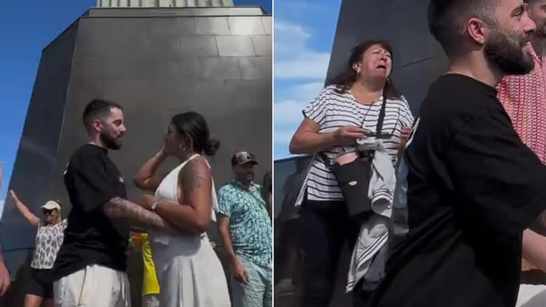 Una propuesta de casamiento en el Cristo Redentor se volvió viral por un inesperado momento familiar.