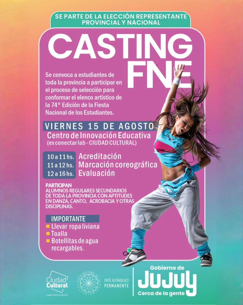 Casting para la Fiesta Nacional de los Estudiantes.
