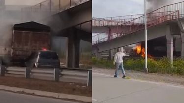 Impresionante accidente en Jujuy: un auto quedó debajo de un camión y se incendió