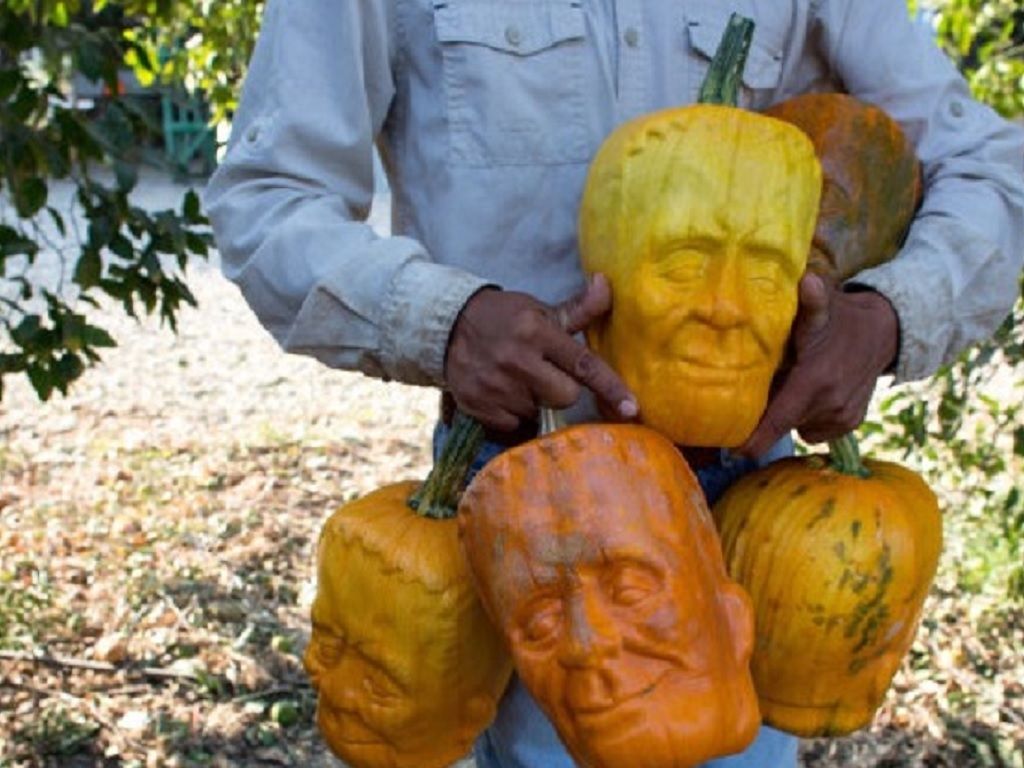 Calabazas con cara de Frankenstein.