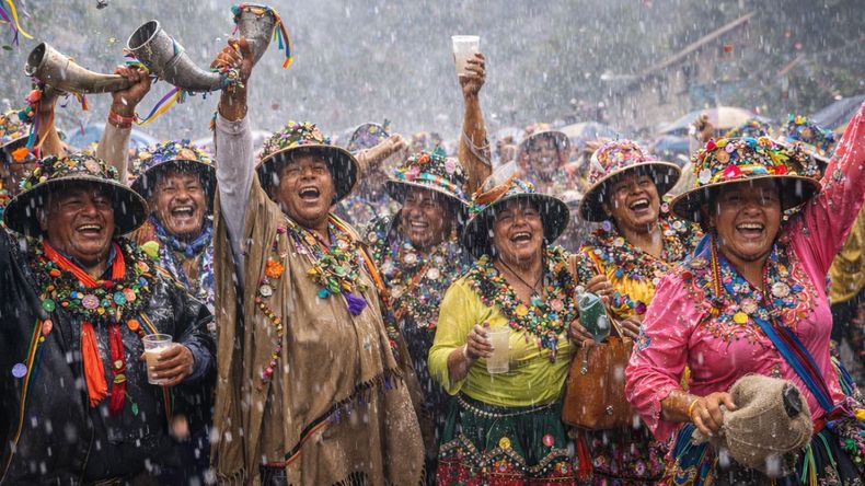 Carnaval de Remache con lluvias en Jujuy - Imagen creada con IA