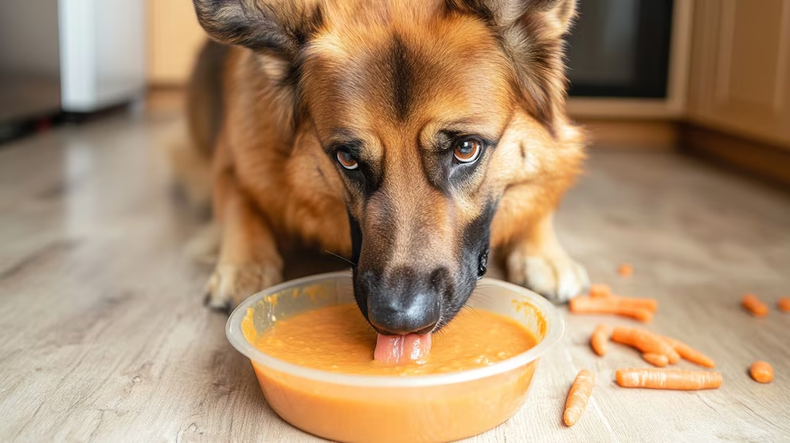 El caldo de huesos favorece la digestión, la hidratación y la salud articular en perros, según expertos - (Imagen Ilustrativa de perro comiendo)