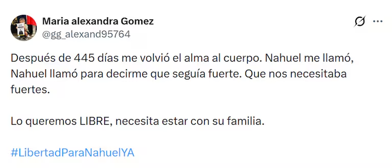 Nahuel Gallo llamó a su esposa mientras ella daba una entrevista en vivo