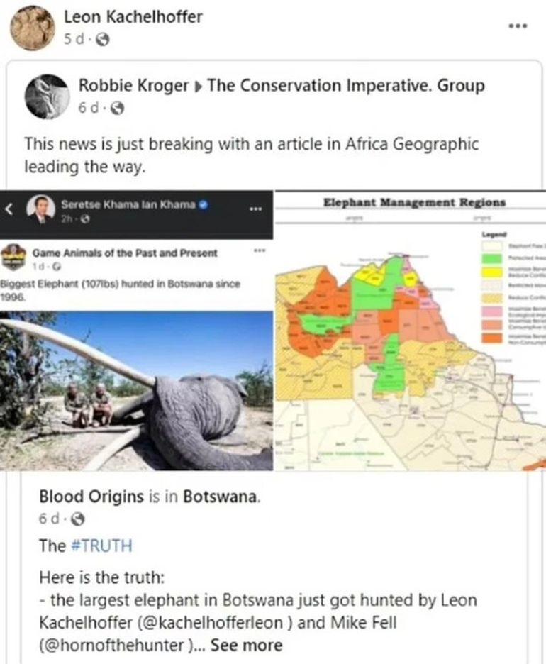 Público. La publicación del presentador del podcast Blood origins, donde el cazador dio su punto de vista sobre la caza del elefante de colmillos gigantes.