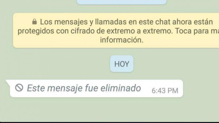 mensaje eliminado whatsapp