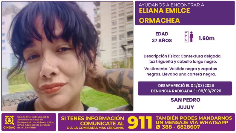 Buscan a una joven que desapareció en San Pedro de Jujuy el 4 de febrero