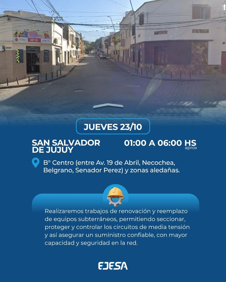Este jueves 23 de octubre habrá interrupción del servicio de luz por mejoras programadas