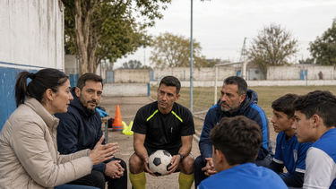 Prevención de la violencia en la Liga Jujeña de Fútbol (imagen creada con IA).