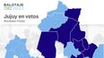 Mapa de Jujuy en las elecciones de octubre y noviembre para presidente.