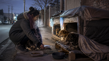Solidaridad con perros callejeros.