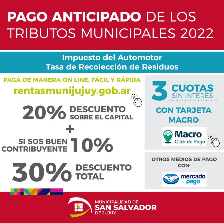 Rentas: pago de Tributos Municipales en San Salvador de Jujuy.