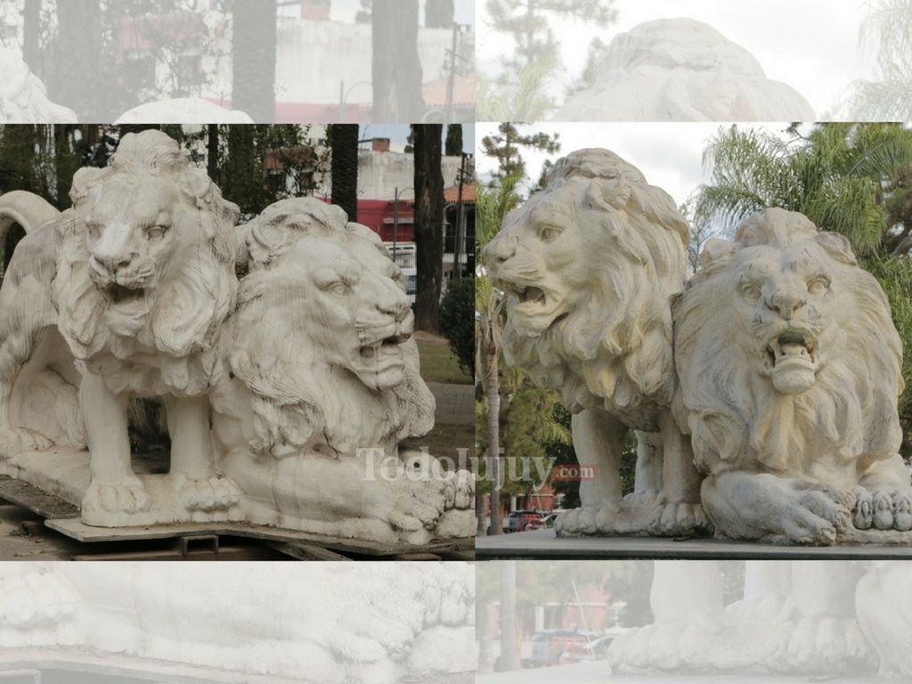 Foto comparativa: escultura Lola Mora