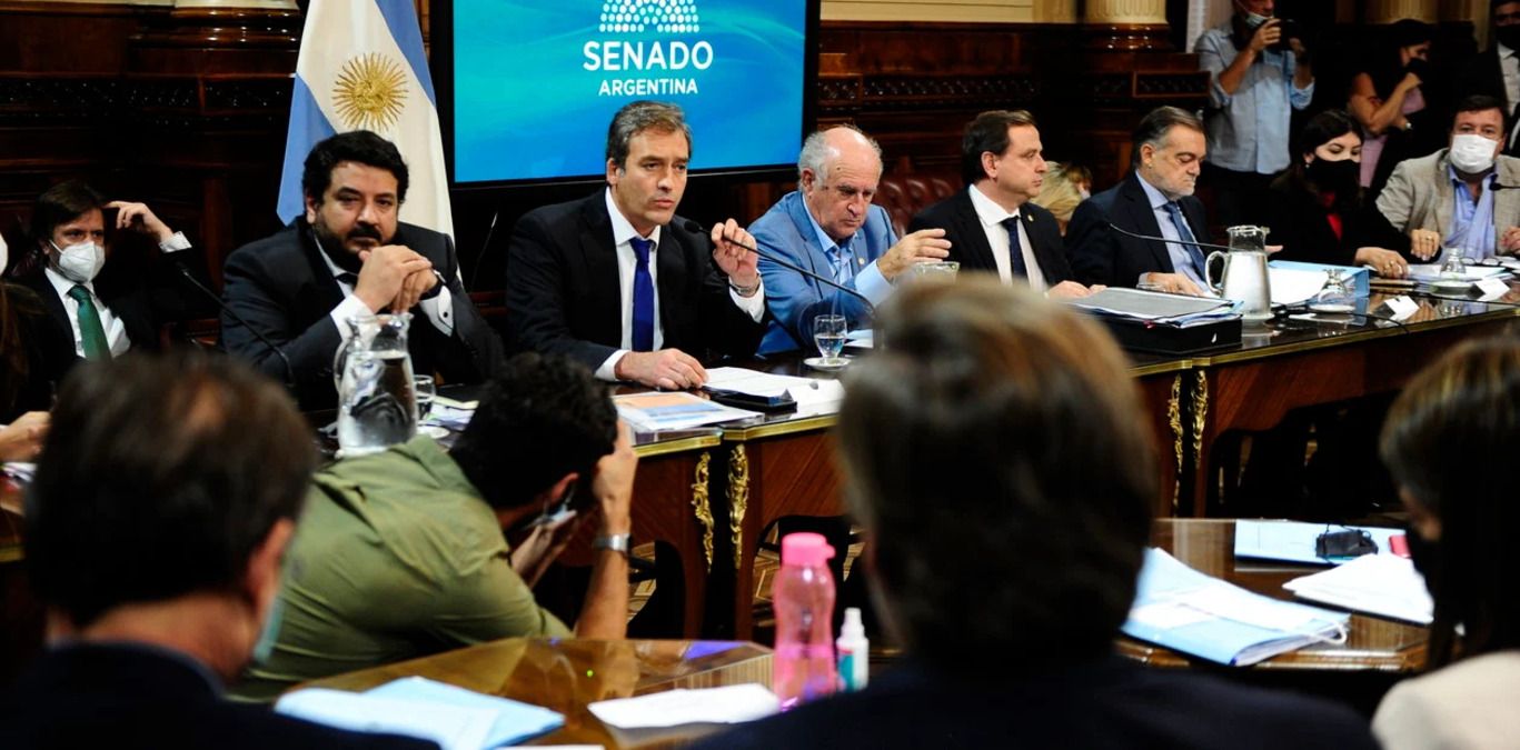 Ministro. Martín Soria (en el centro, con el micrófono), jefe de la cartera de Justicia, durante el anterior plenario sobre la reforma de la Magistratura.