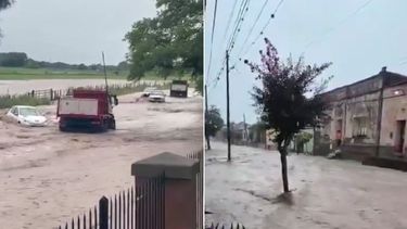Calles y rutas inundadas en Rosario de Lerma.