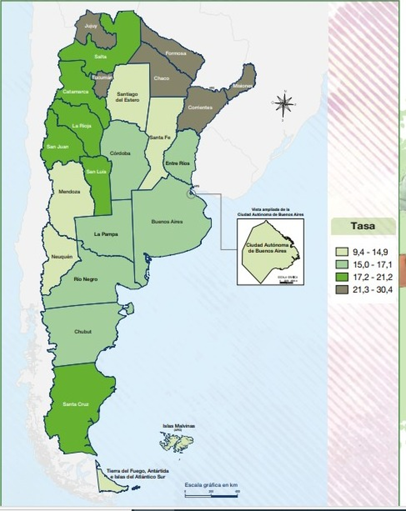 Tasa de mortalidad infantil a&ntilde;o 2000.