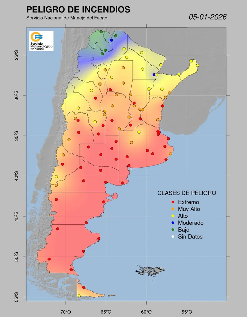 Peligro de incendios en Argentina Peligro de incendios en Argentina