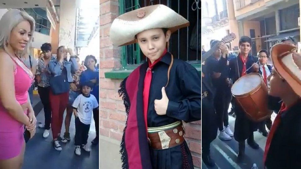 Talento jujeño: Tinelli publicó un video de un niño cantándole a Fáti Herrera en el centro