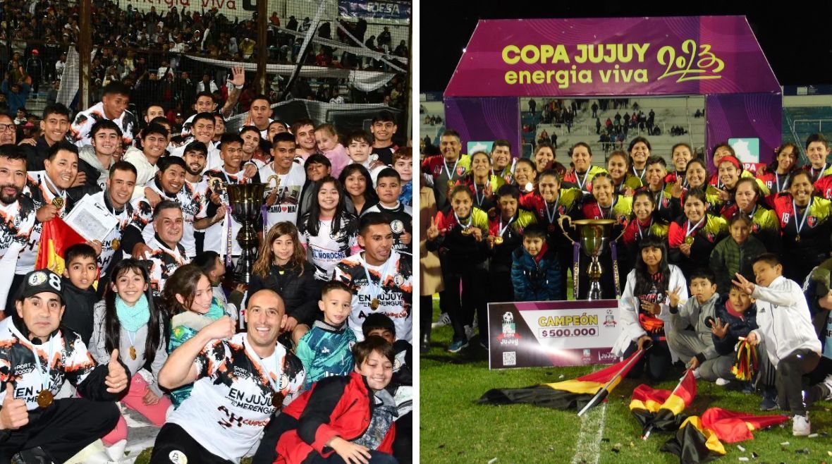 Merengues y Canarias festejando.