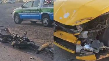 Choque entre un remis y una moto en Alto Comedero con importantes daños materiales - Foto transmisión de AltoCom.ar