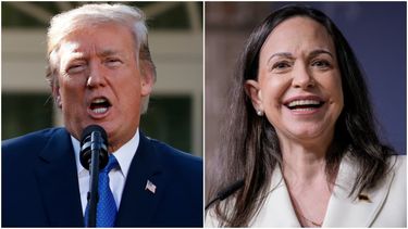 El presidente de Estados Unidos Donald Trump recibe a la líder opositora de Venezuela María Corina Machado.