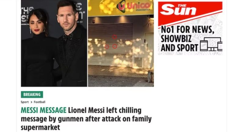 Todos los medios se hicieron eco de la amenaza y ataque al supermecado de la familia de Antonela Roccuzzo, esposa de Lionel Messi, en Rosario esta madrugada.