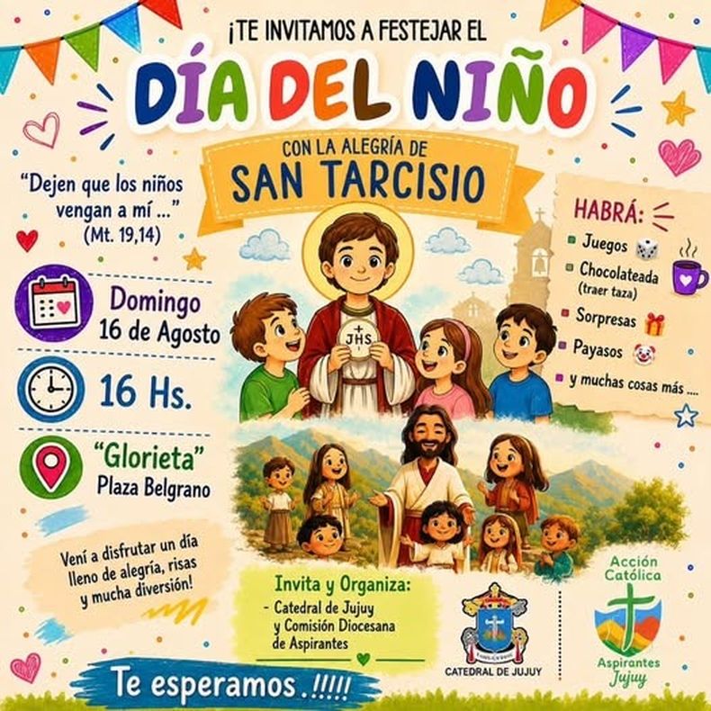 La Catedral de Jujuy celebrará el Día del Niño en Plaza Belgrano
