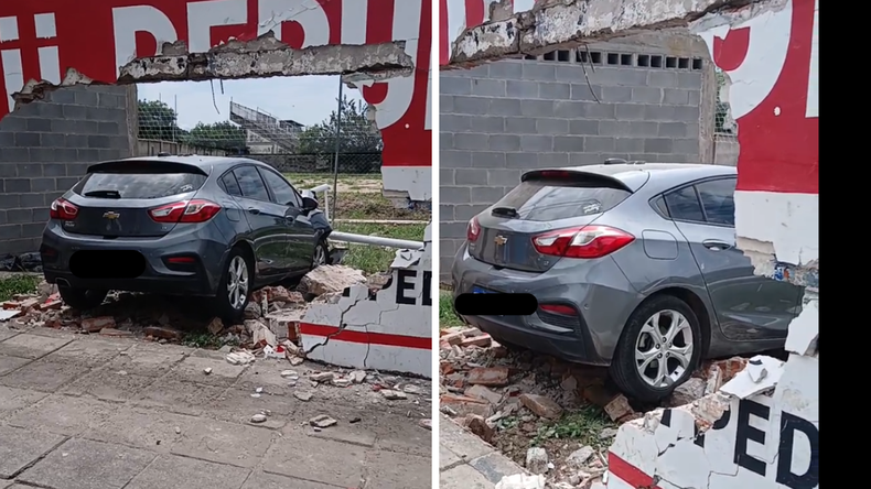 Un auto derribó una pared y se incrustó en el club Tiro y Gimnasia de San Pedro de Jujuy