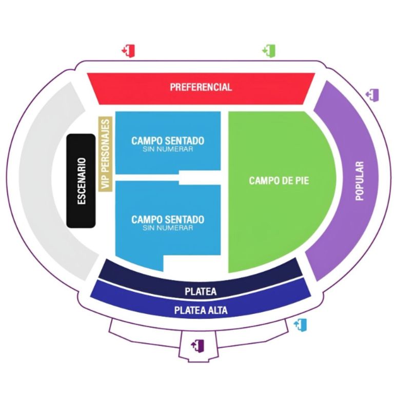 Ubicaciones en el estadio para la FNE 2024.
