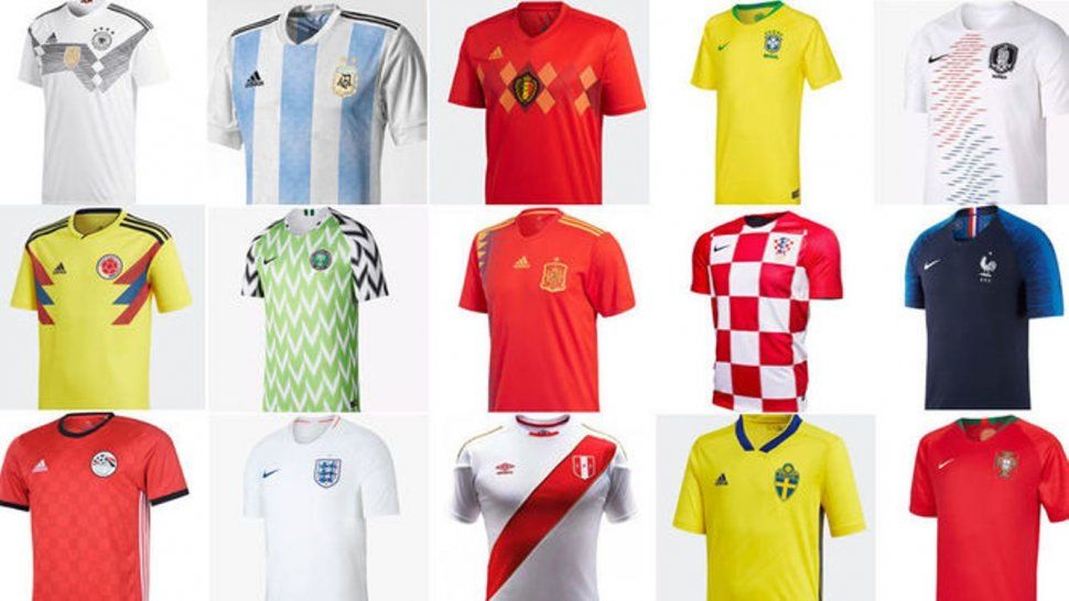 Las camisetas de las 32 selecciones del mundial de Rusia