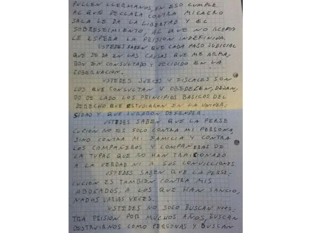 Carta Milagro Sala