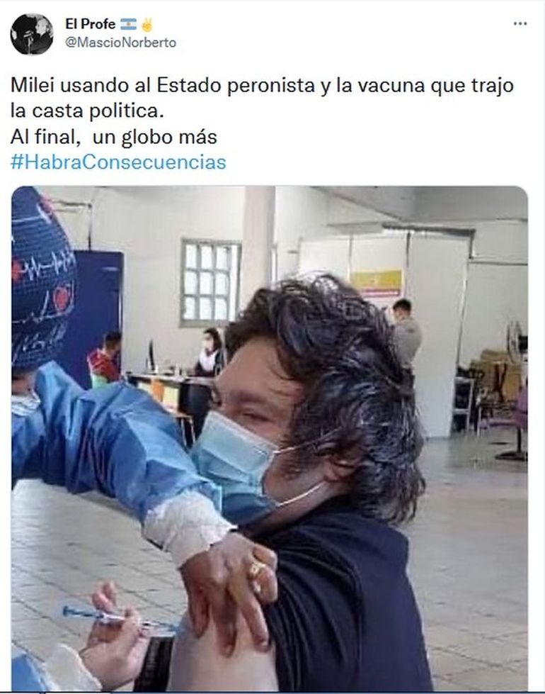 El economista Javier Milei, se había pronunciado contra la seguridad y eficacia de las vacunas contra el coronavirus, y finalmente se vacunó hoy en la Ciudad de Buenos Aires.