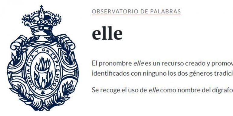 La RAE elimina pronombre elle de su Observatorio de Palabras