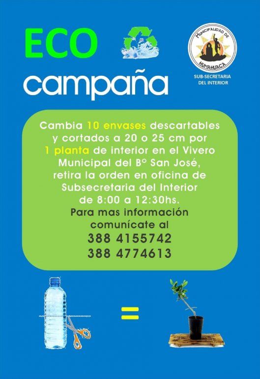Eco Campaña: cambia botellas plásticas por plantas 
